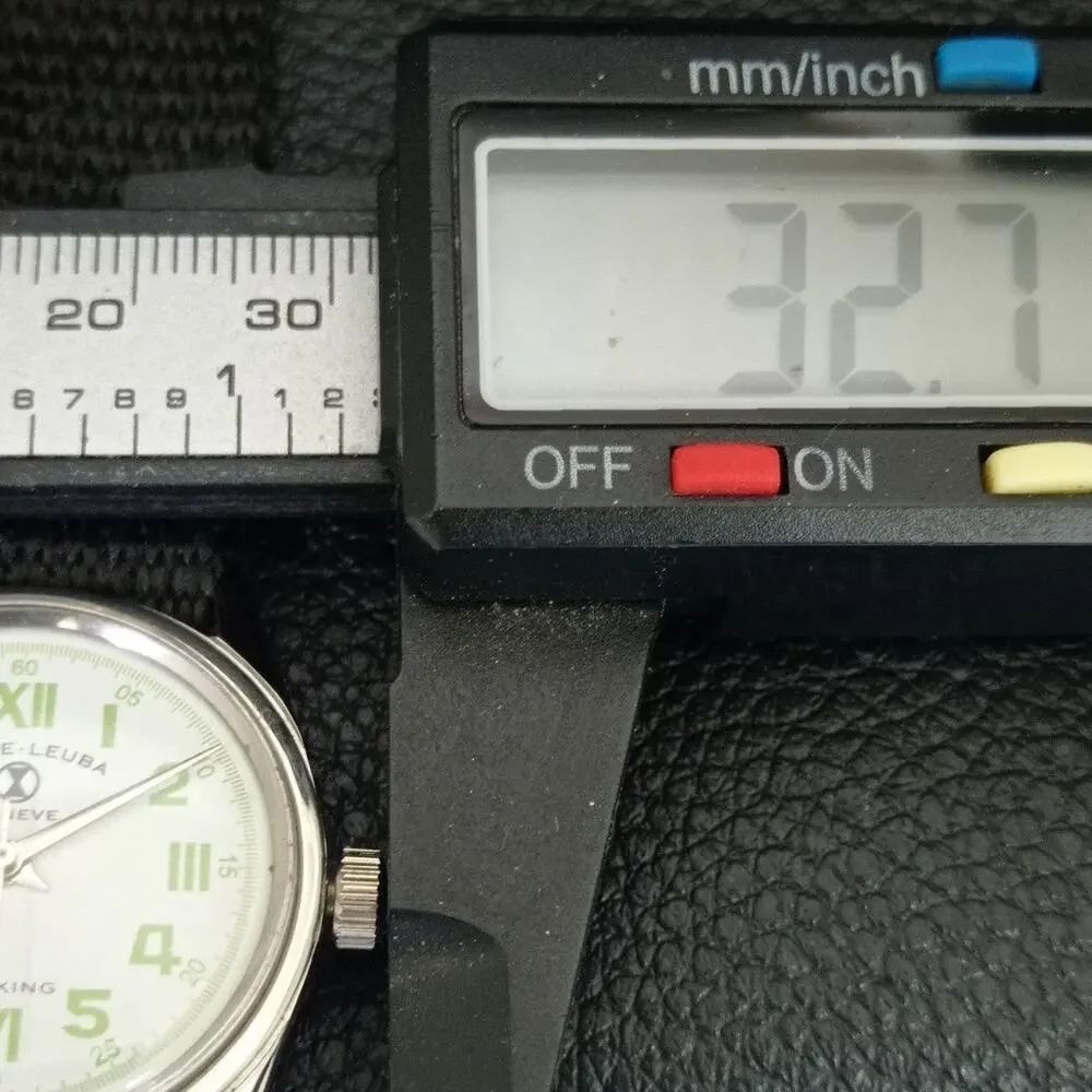 Vintage 1972 Favre Leuba Manual Mens Silver Watch W/Black Strap